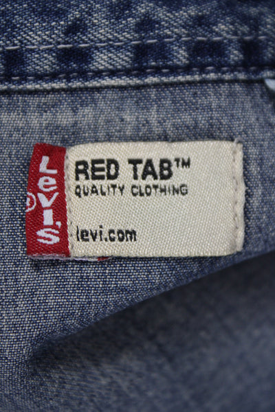 Levis Womens Western Collared Cotton Button-Up Long Sleeve Blue Shirt Size L