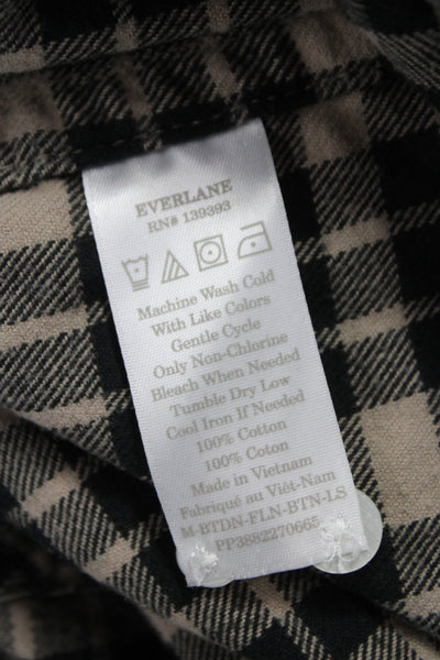 Everlane Womens Plaid Collared Cotton Button Up Long Sleeve Black Size M