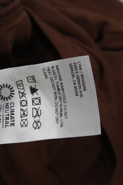 Reformation Womens Basic T-Shirt Brown Mock Neck Long Sleeve Tencel Size S