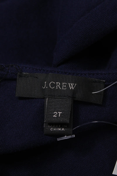 J Crew Women Sheath Dress Blue Cotton Knee Length Short Sleeve Zip Size 2 Tall