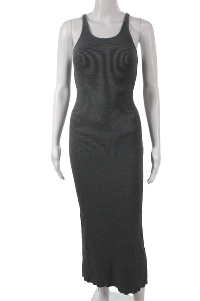 Dissh Womens Bodycon Sweater Dress Dark Gray Midi Sleeveless Size S