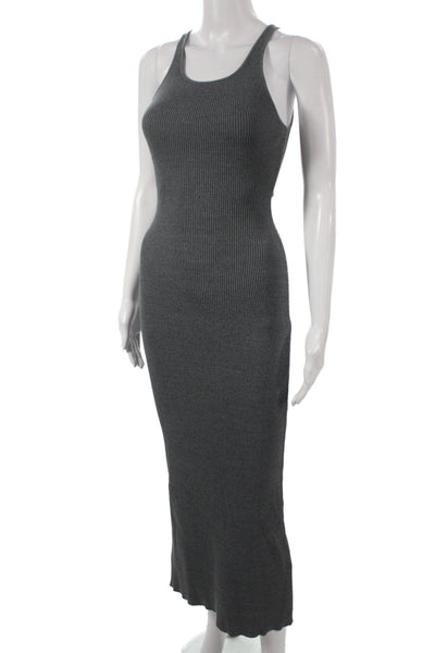 Dissh Womens Bodycon Sweater Dress Dark Gray Midi Sleeveless Size S