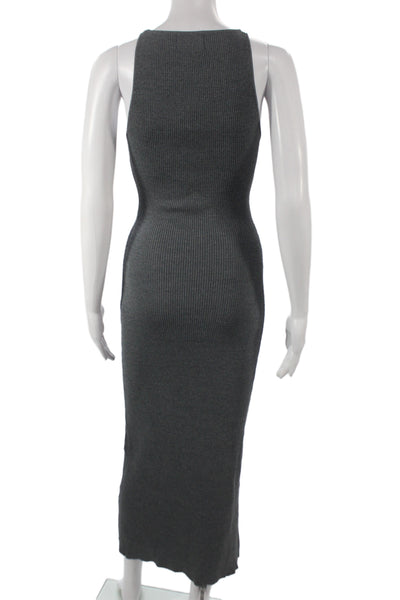 Dissh Womens Bodycon Sweater Dress Dark Gray Midi Sleeveless Size S