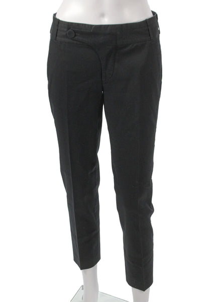 Club Monaco Womens Black Ankle Cropped Dress Pants Button 95% Cotton Size 2