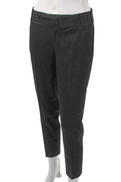 Club Monaco Womens Black Ankle Cropped Dress Pants Button 95% Cotton Size 2