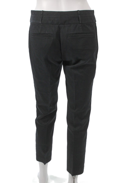 Club Monaco Womens Black Ankle Cropped Dress Pants Button 95% Cotton Size 2