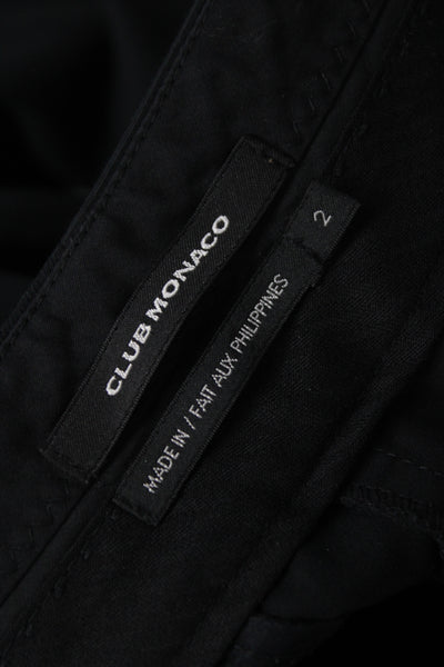 Club Monaco Womens Black Ankle Cropped Dress Pants Button 95% Cotton Size 2