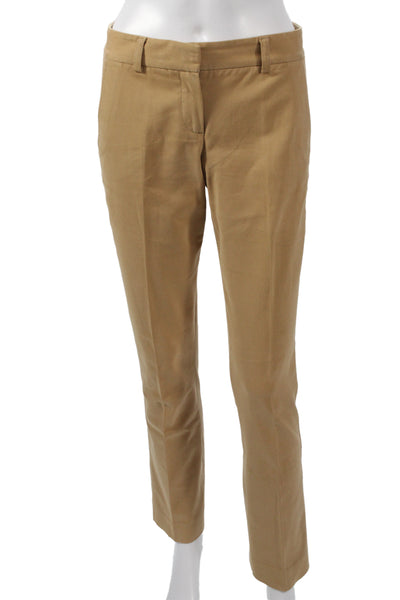 Theory Women Chino Pants Tan Cotton Stretch Button Size 0