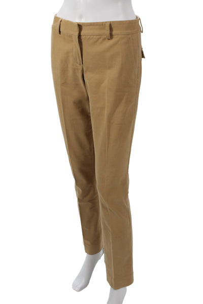 Theory Women Chino Pants Tan Cotton Stretch Button Size 0