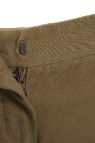 Theory Women Chino Pants Tan Cotton Stretch Button Size 0
