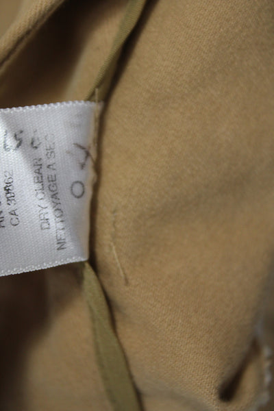 Theory Women Chino Pants Tan Cotton Stretch Button Size 0
