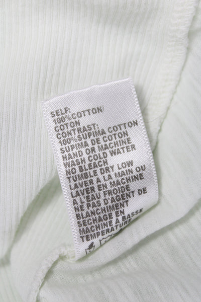 James Perse Womens White Collared 3/4 Sleeve Button-Up Top Cotton Size 1