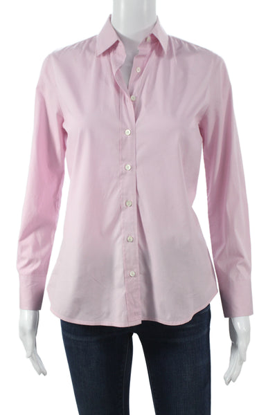 J Crew Womens Pink Cotton Blend Collared Long Sleeve Button-Up Top Size PXS