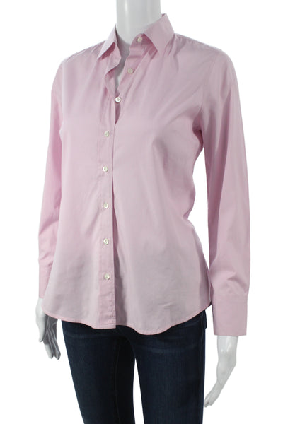 J Crew Womens Pink Cotton Blend Collared Long Sleeve Button-Up Top Size PXS