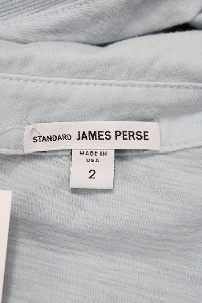 Standard James Perse Women Light Blue 3/4 Sleeve Cotton Button-Up Size 2