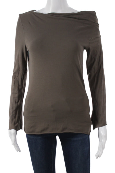 James Perse Womens Basic Brown Cowl Neck Long Sleeve T-Shirt Size 2