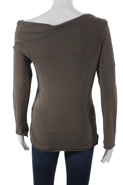James Perse Womens Basic Brown Cowl Neck Long Sleeve T-Shirt Size 2