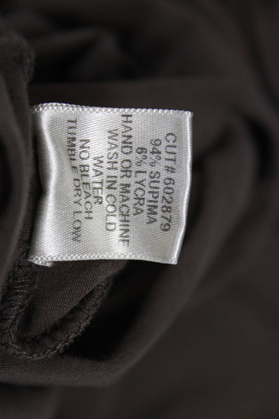 James Perse Womens Basic Brown Cowl Neck Long Sleeve T-Shirt Size 2