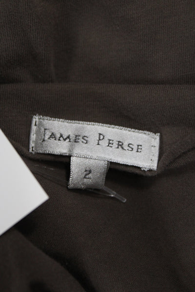 James Perse Womens Basic Brown Cowl Neck Long Sleeve T-Shirt Size 2