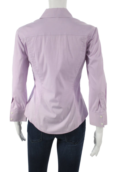 Theory Women Purple Collared Button-Up Long Sleeve Basic Petites Size XS