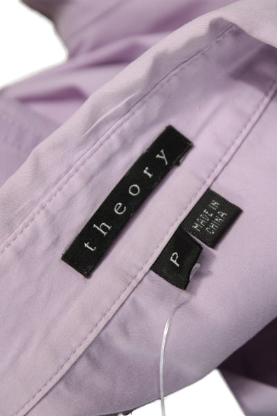 Theory Women Purple Collared Button-Up Long Sleeve Basic Petites Size XS