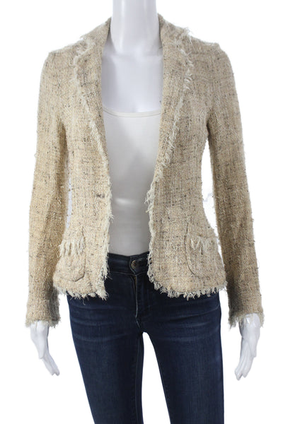 Barneys New York Womens Beige Blazer Classic Cotton Blend Size S