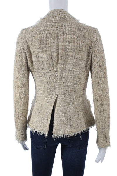 Barneys New York Womens Beige Blazer Classic Cotton Blend Size S
