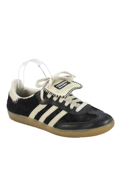 Adidas x Wales Bonner Womens Lace Up Striped Pony Hair Low Top Sneakers Black 6