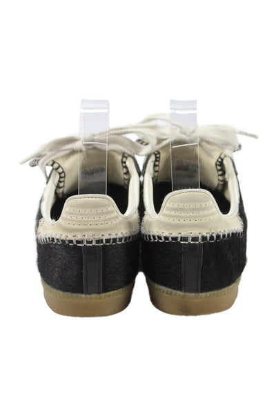 Adidas x Wales Bonner Womens Lace Up Striped Pony Hair Low Top Sneakers Black 6