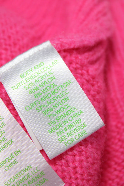 Lily Pulitzer Women Pink Acrylic Cowl Neck Pullover Sweater Long Sleeve Size XS