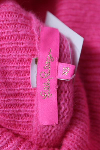 Lily Pulitzer Women Pink Acrylic Cowl Neck Pullover Sweater Long Sleeve Size XS