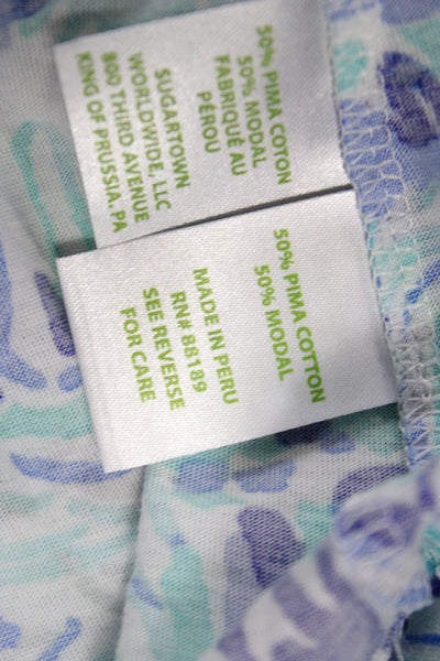 Lily Pulitzer Women Tunic Blouse Blue Animal Graphic Short Sleeve Size S