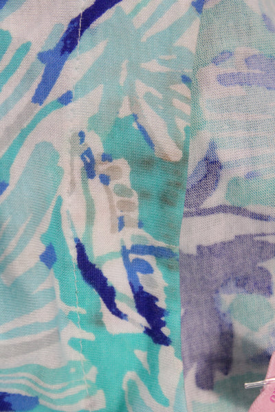 Lily Pulitzer Women Tunic Blouse Blue Animal Graphic Short Sleeve Size S