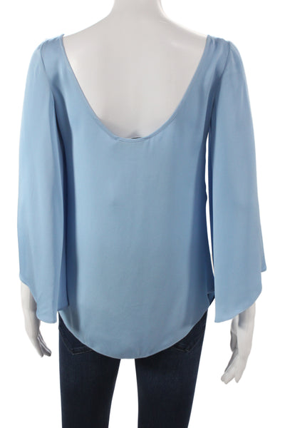 Milly Women Blouse Light Blue 3/4 Sleeve Silk Blend Classic Size 2