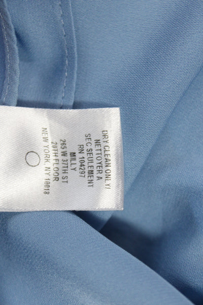Milly Women Blouse Light Blue 3/4 Sleeve Silk Blend Classic Size 2