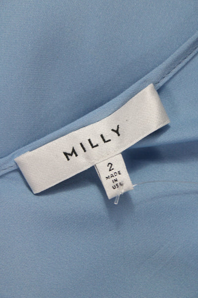 Milly Women Blouse Light Blue 3/4 Sleeve Silk Blend Classic Size 2