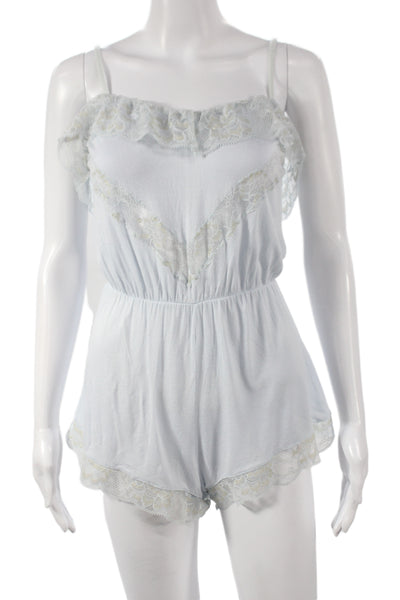 Eberjey Womens Romper Light Blue Rayon Sleeveless Petites Size S
