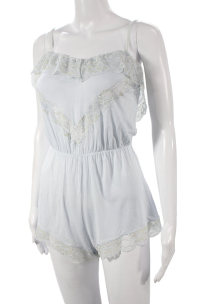 Eberjey Womens Romper Light Blue Rayon Sleeveless Petites Size S