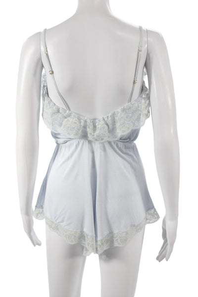 Eberjey Womens Romper Light Blue Rayon Sleeveless Petites Size S