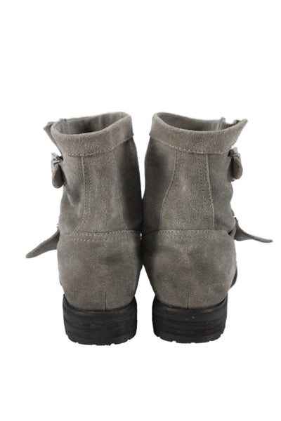 Vince Camuto Womens Slip On Block Heel Round Toe Suede Boots Gray Size 6.5