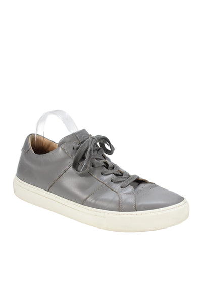 Greats Mens Lace Up Leather Low Top Sneakers Gray White Size 11