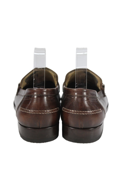 Salvatore Ferragamo Mens Slip On Logo Buckle Leather Loafers Brown Size 10