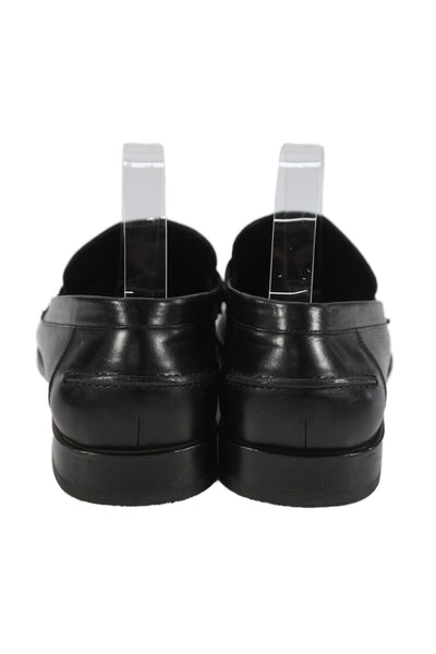 Salvatore Ferragamo Mens Slip On Logo Buckle Leather Loafers Black Size 10D