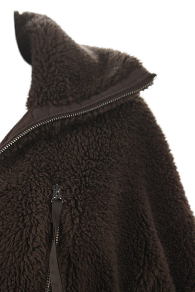 Varley Women Parka Brown High Neck Button Long Sleeve 100% Polyester Size S