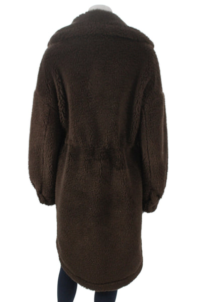 Varley Women Parka Brown High Neck Button Long Sleeve 100% Polyester Size S