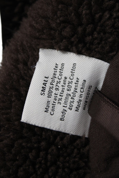 Varley Women Parka Brown High Neck Button Long Sleeve 100% Polyester Size S