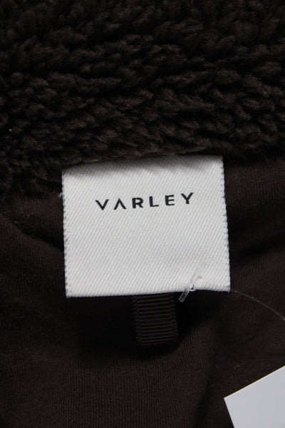 Varley Women Parka Brown High Neck Button Long Sleeve 100% Polyester Size S