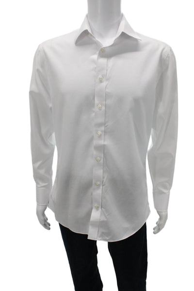 Charles Tyrwhitt Men's Long Sleeves Button Down Shirt White Size 15.5