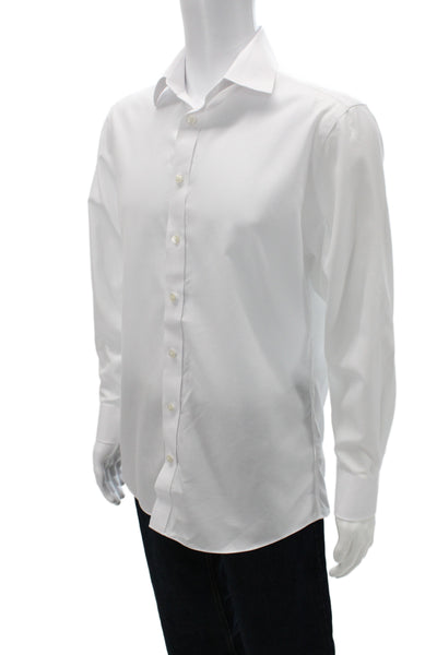 Charles Tyrwhitt Men's Long Sleeves Button Down Shirt White Size 15.5