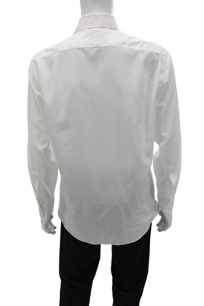 Charles Tyrwhitt Men's Long Sleeves Button Down Shirt White Size 15.5